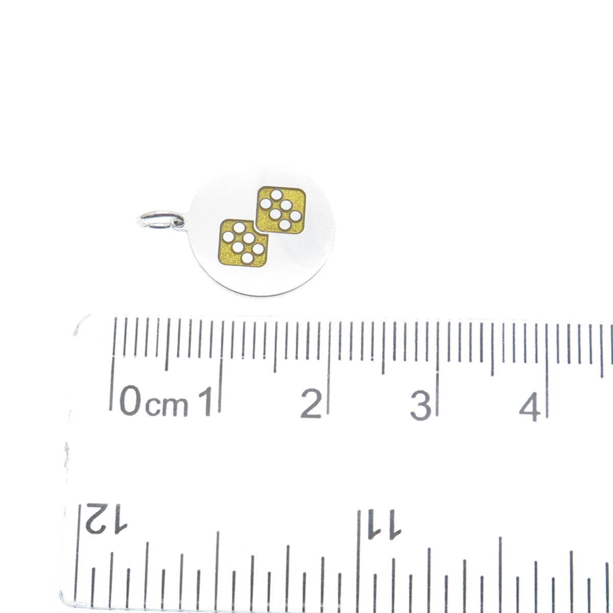 925 Sterling Silver Yellow Enamel Number 12 Lucky Dice Minimalist Charm Pendant