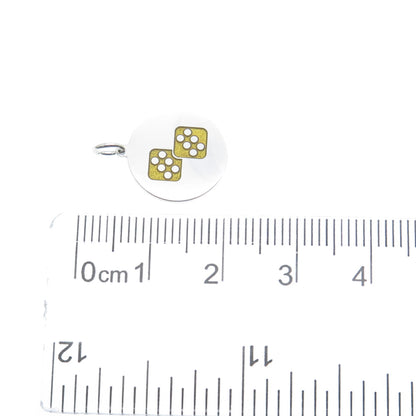 925 Sterling Silver Yellow Enamel Number 12 Lucky Dice Minimalist Charm Pendant