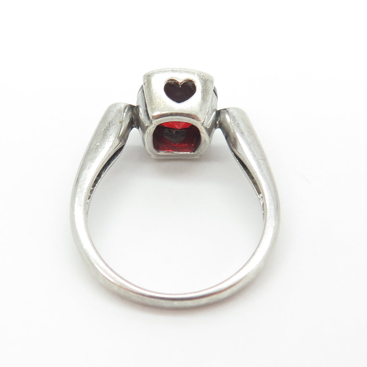 925 Sterling Silver Vintage White & Red C Z Ring Size 8.25