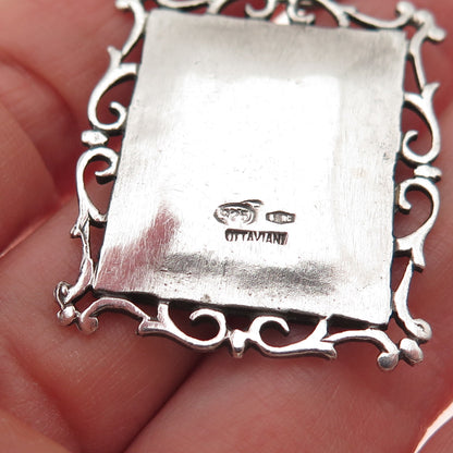 Ottaviani 925 Sterling Silver Vintage Italy Enamel Virgin Mary Charm Pendant