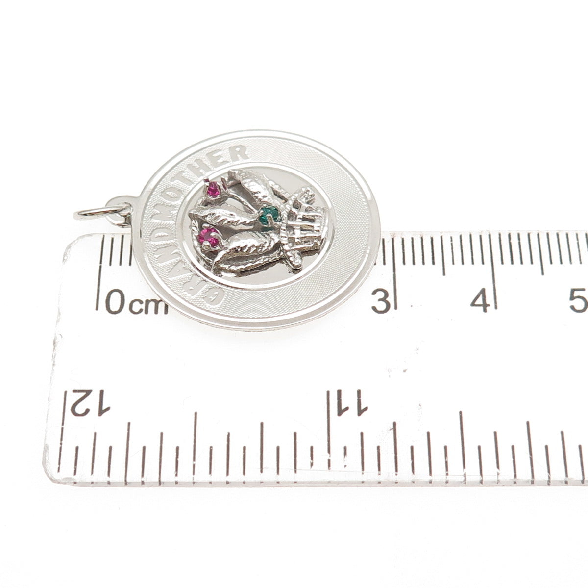 925 Sterling Silver Vintage Rhinestone Grand Mother Flower Charm Pendant