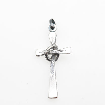 UNOAERRE 925 Sterling Silver Vintage Italy Modernist Cross Oxidized Pendant