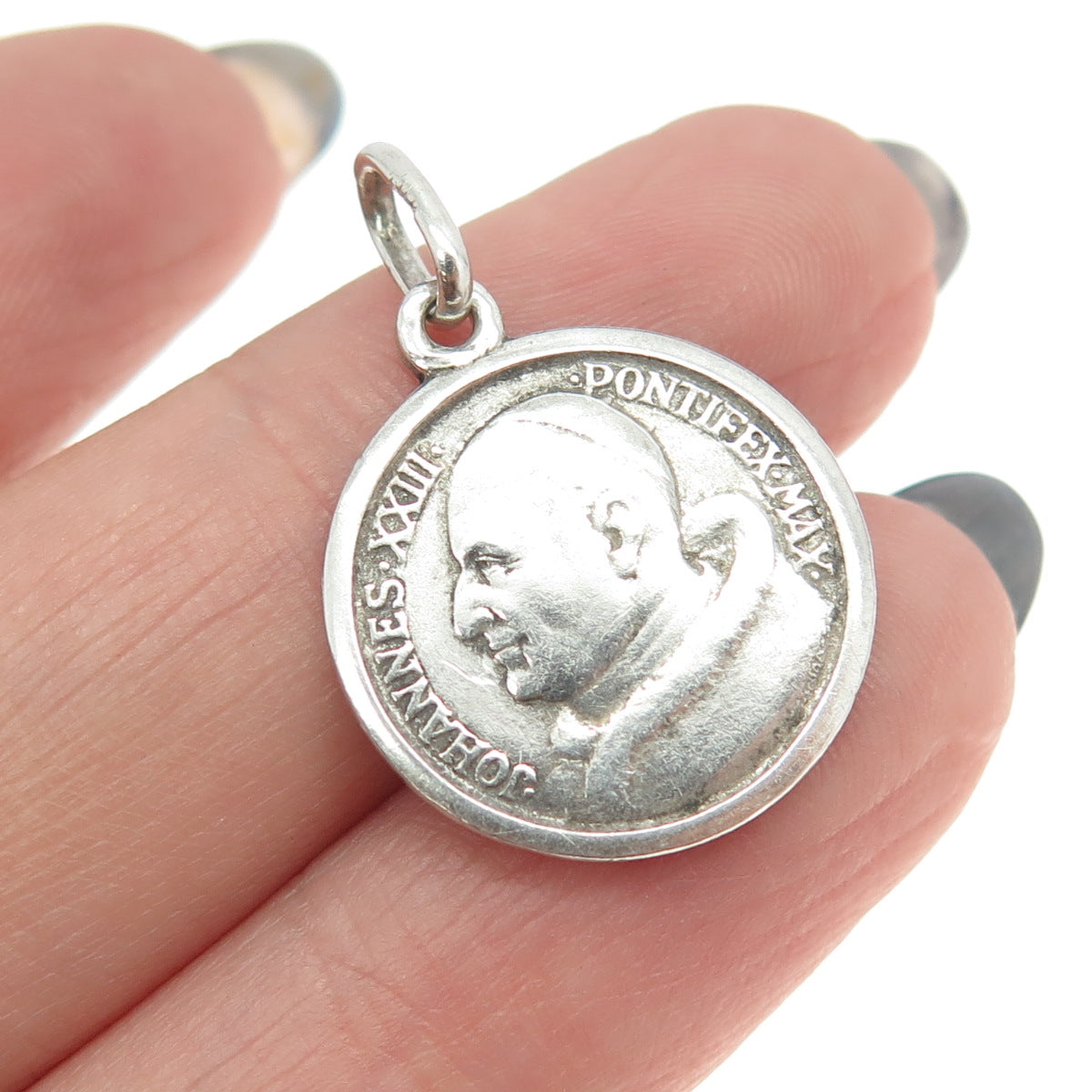 800 Silver Vintage Joannes XXIII Pontifex Maximus Religious Charm Pendant