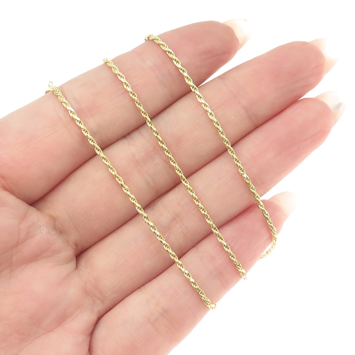 925 Sterling Silver Gold Plated Italy Twisted Rope Chain Necklace 18"