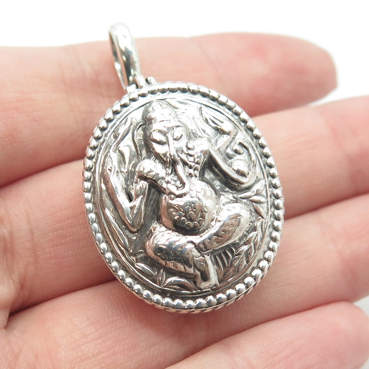 925 Sterling Silver Vintage Ganesha Hindu Goddess Locket Pendant