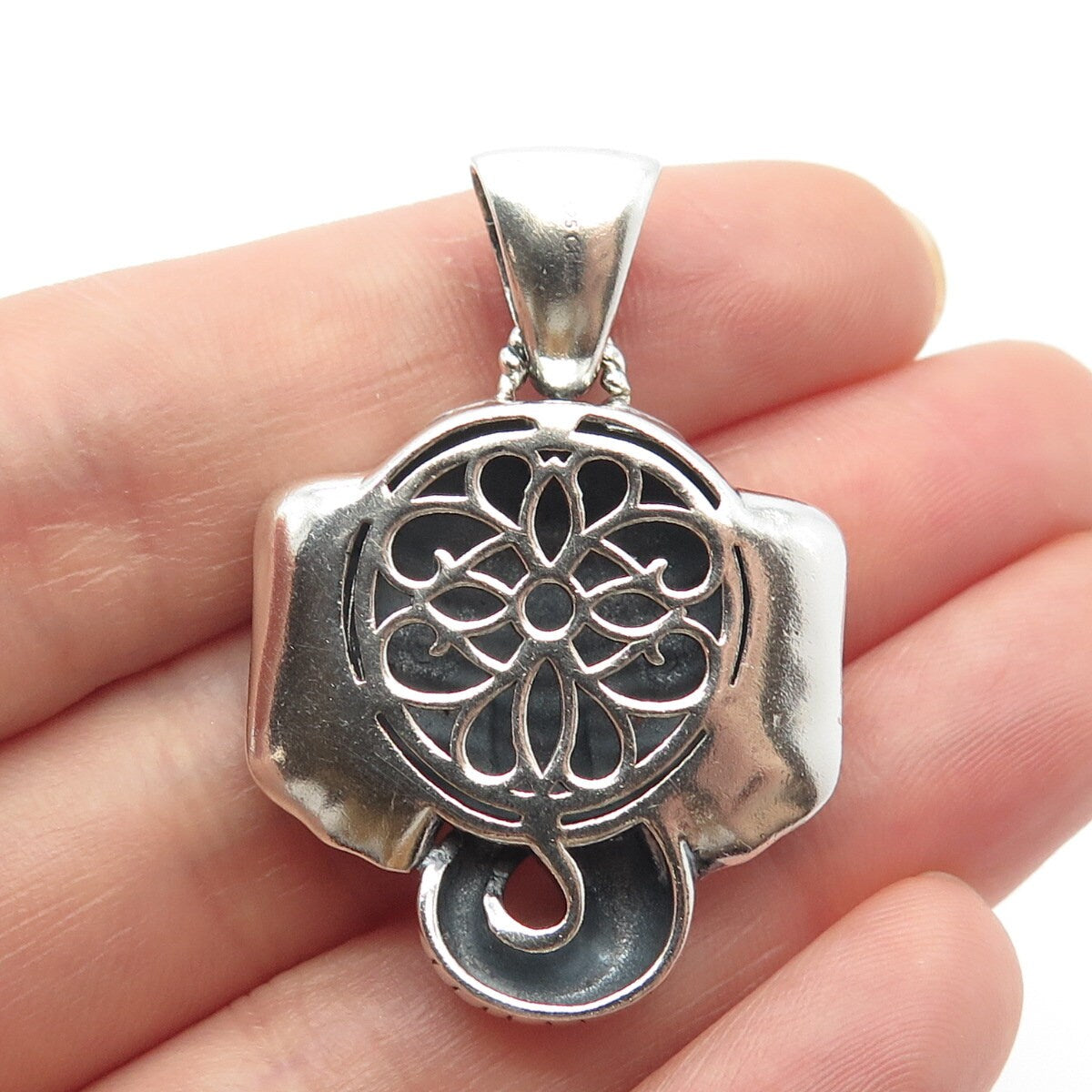 925 Sterling Silver Vintage Ganesha Hindu God Pendant