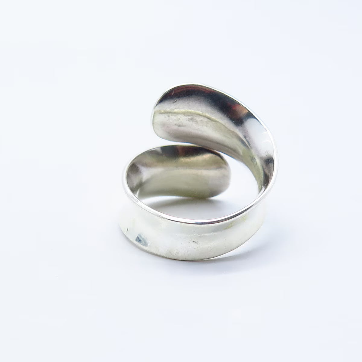 925 Sterling Silver Vintage Mexico Modernist Overlap Ring Size 10.75