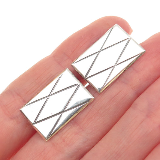 925 Sterling Silver Vintage Israel Modernist Geometric Cufflinks