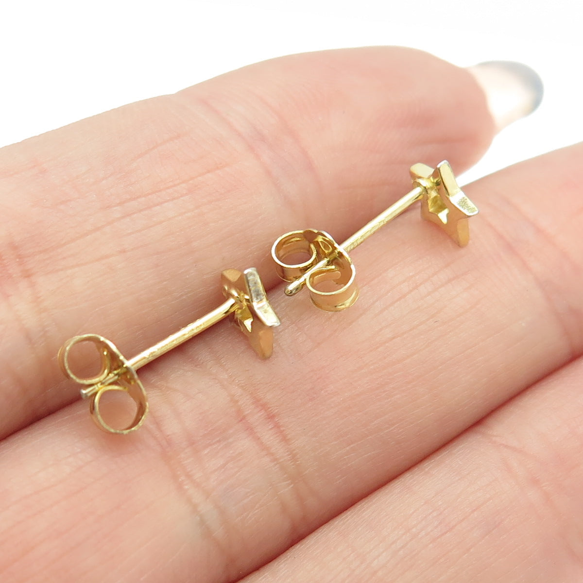 925 Sterling Silver Gold Plated Star Stud Earrings