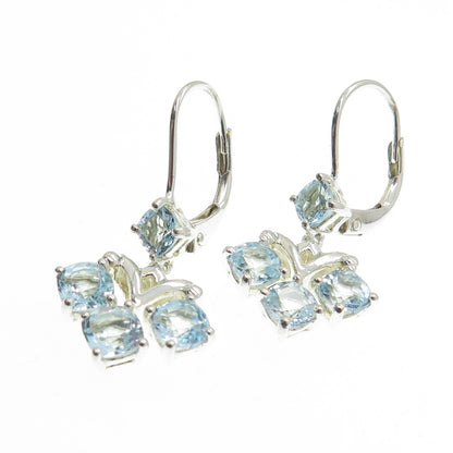 MICHELLE ALBALA 925 Sterling Silver Vintage Real Blue Topaz Dangle Earrings