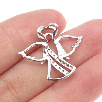 925 Sterling Silver Pave C Z Angel Slide Pendant