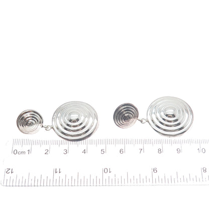 925 Sterling Silver Vintage Spiral Oxidized Dangle Earrings