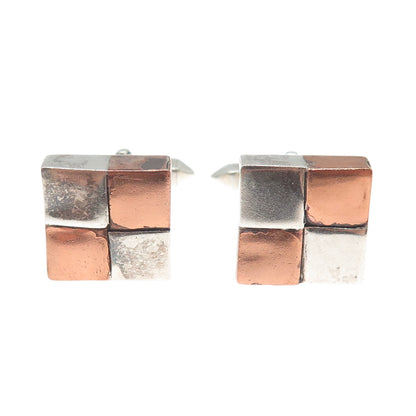 ANTONIO PINEDA 970 Silver 2-Tone Vintage Mexico Modernist Geometric Cufflinks