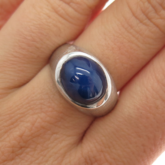 925 Sterling Silver Vintage Real Star Sapphire Modernist Ring Size 9.5