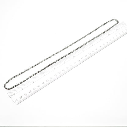 925 Sterling Silver Vintage Italy Round Box Chain Necklace 24"