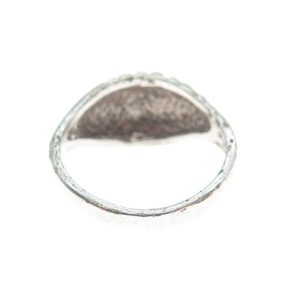 925 Sterling Silver Vintage Diamond-Cut Ribbed Dome Ring Size 5.5