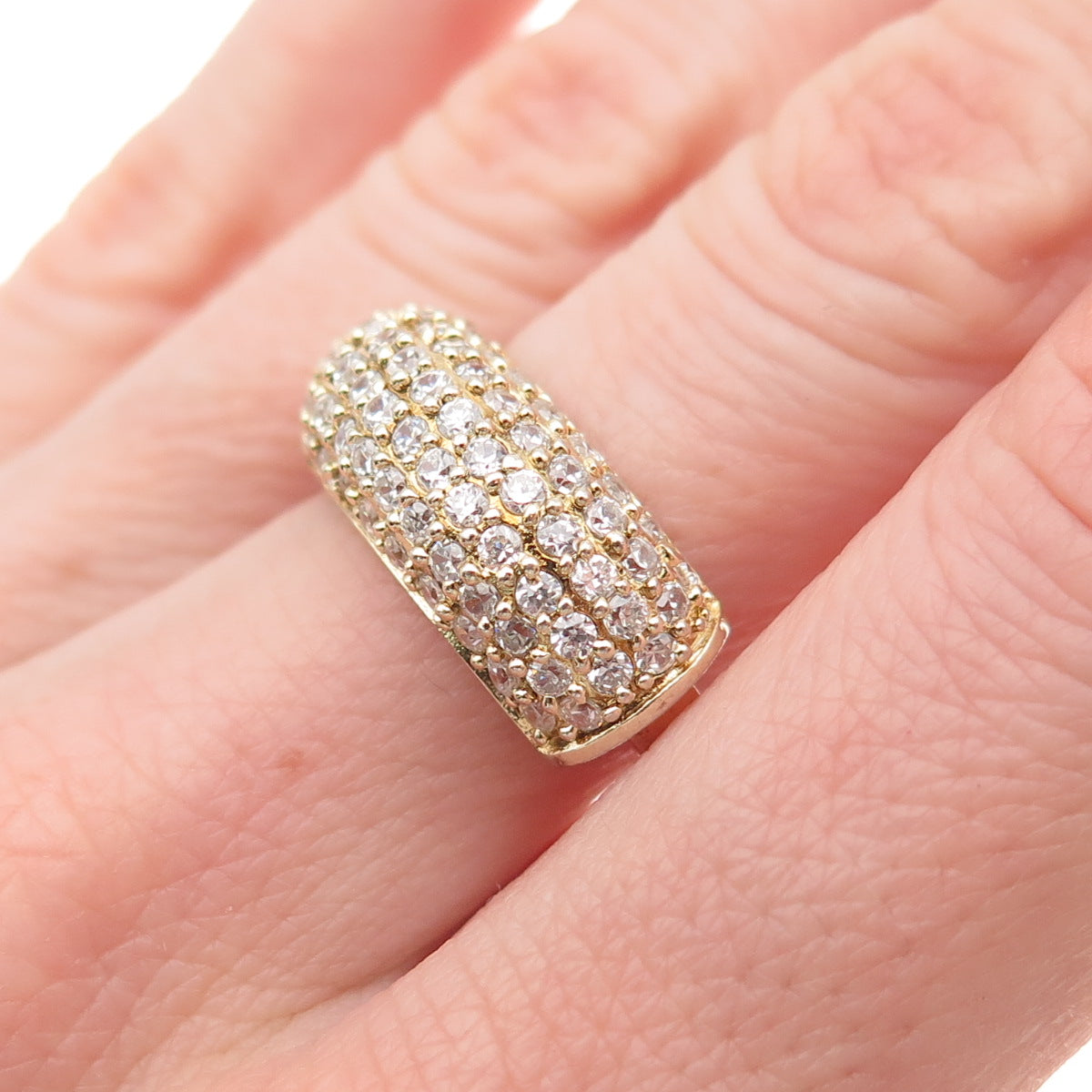 925 Sterling Silver Gold Plated Round-Cut C Z Sparkle Ring Size 7.25
