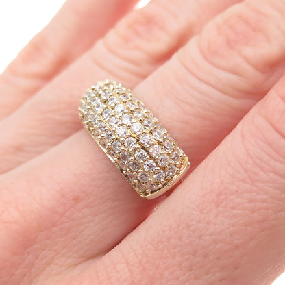 925 Sterling Silver Gold Plated Round-Cut C Z Sparkle Ring Size 7.25