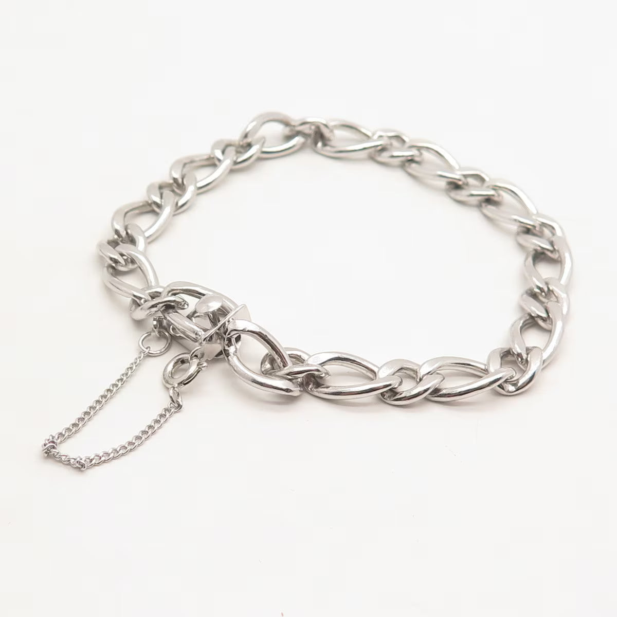 925 Sterling Silver Vintage A&Z Cable Link Bracelet 6.75"