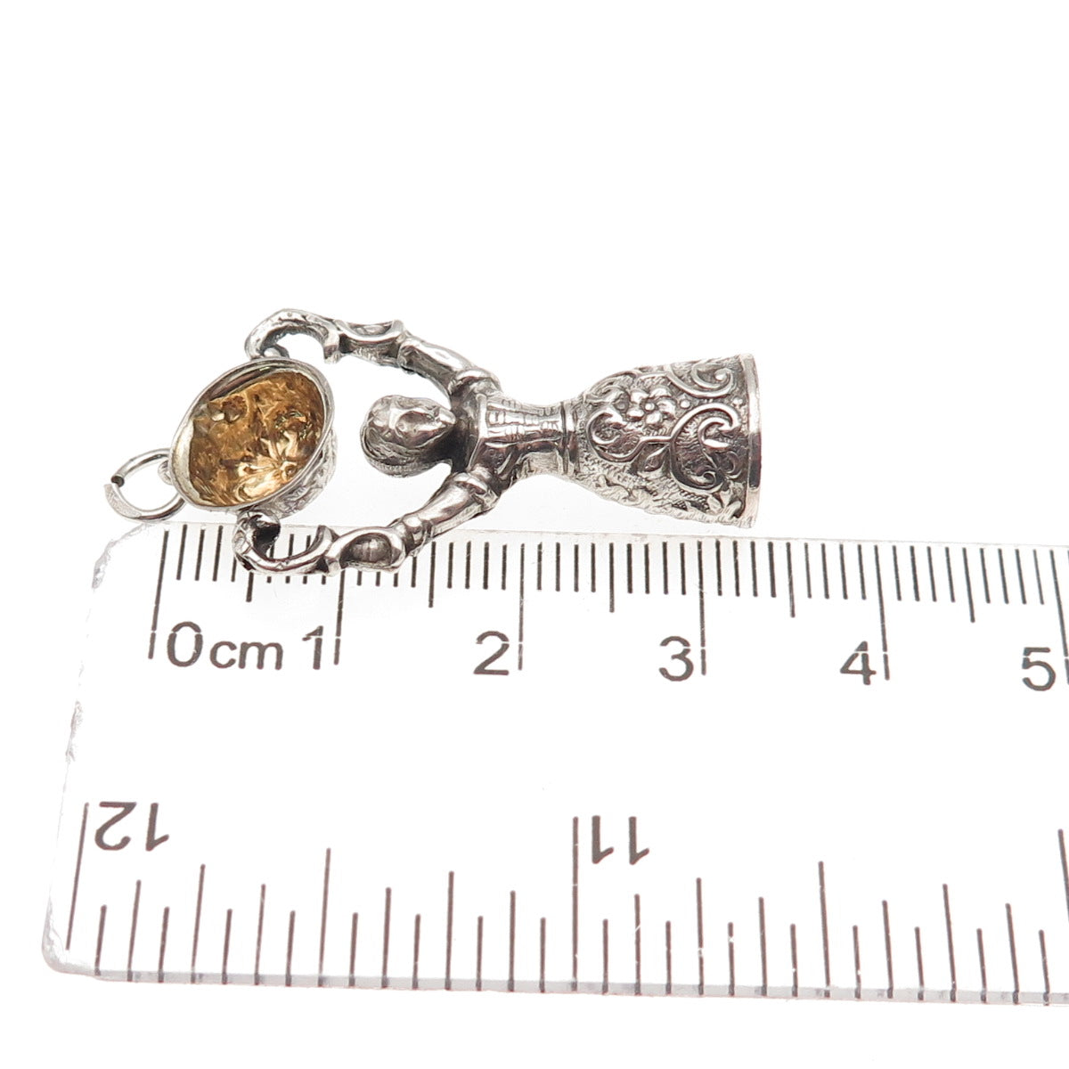 800 Silver Antique Art Deco Jungfraubecher Wedding Bridal Cup 3D Charm Pendant