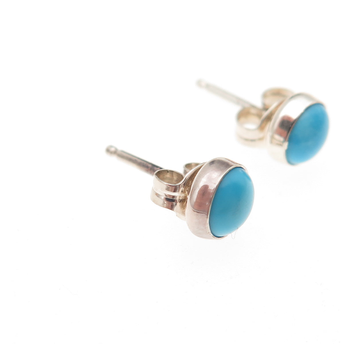 925 Sterling Silver Real Sleeping Beauty Turquoise Stud Earrings