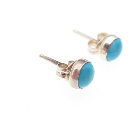925 Sterling Silver Real Sleeping Beauty Turquoise Stud Earrings