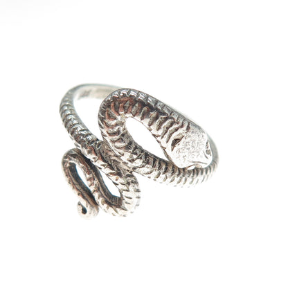 925 Sterling Silver Vintage Snake Oxidized Ring Size 5.5
