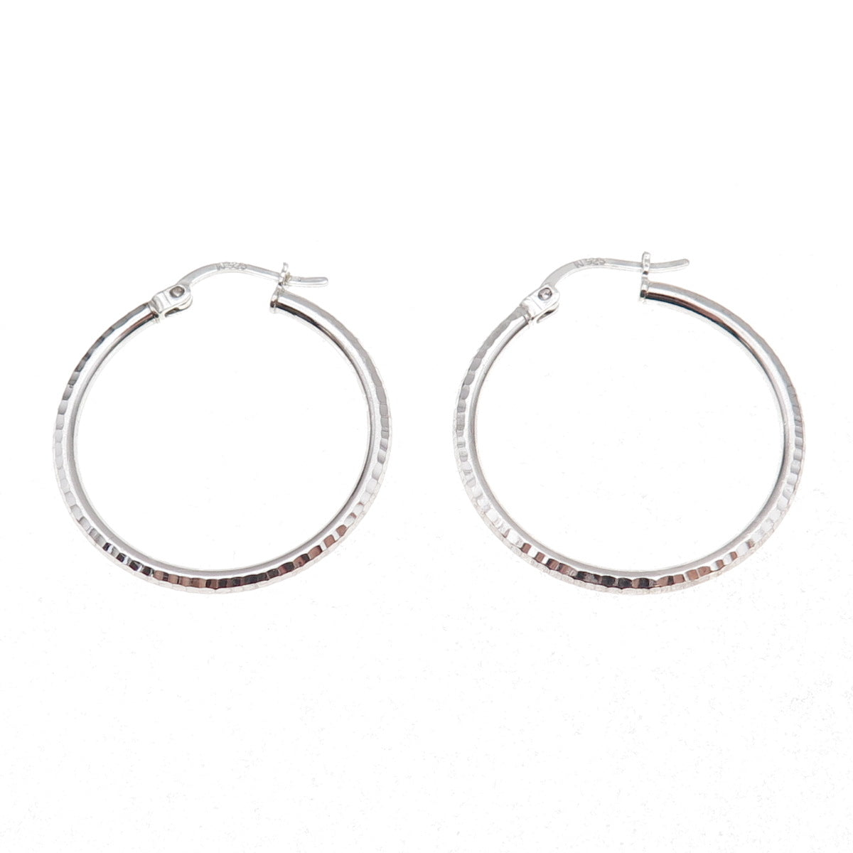 925 Sterling Silver Etched Hoop Earrings