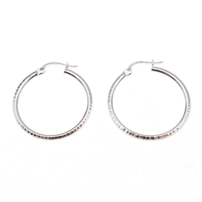 925 Sterling Silver Etched Hoop Earrings