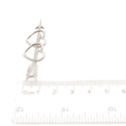 BEAU 925 Sterling Silver Antique Art Deco Couple Heart Arrow Pin Brooch