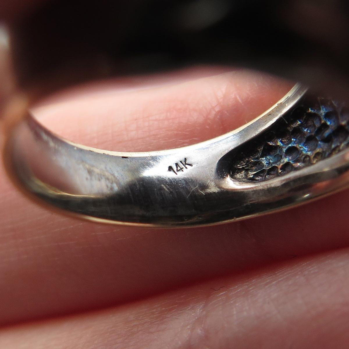 925 Sterling Silver Black Rhodium & 14K Gold Real Diamond Eagle Ring Size 7.5