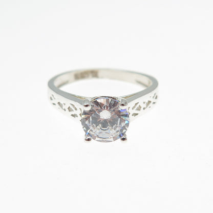 925 Sterling Silver Round-Cut C Z Engagement Ring Size 6