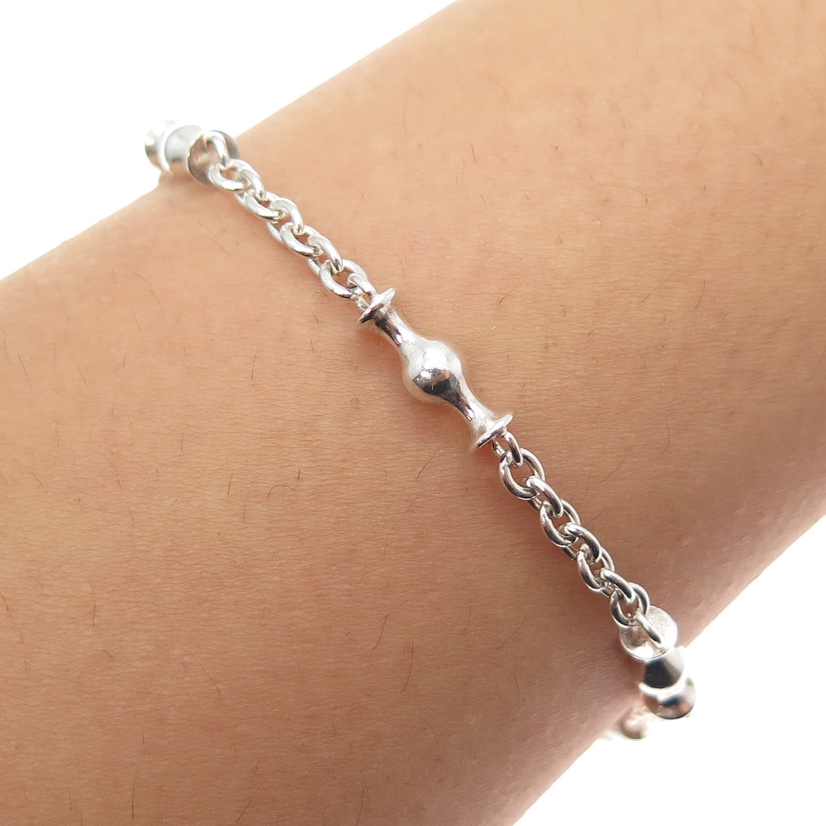 PANDORA 925 Sterling Silver Station Clip Capture Bracelet 7"