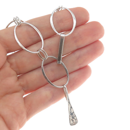 ROBERT LEE MORRIS 925 Sterling Silver Vintage Modernist Oval Chain Necklace 32"