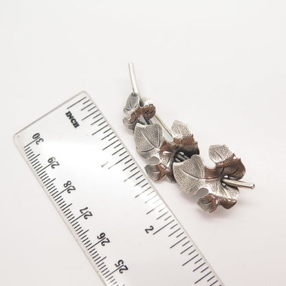 925 Sterling Silver Vintage BEAU Textured Leaf Pin Brooch