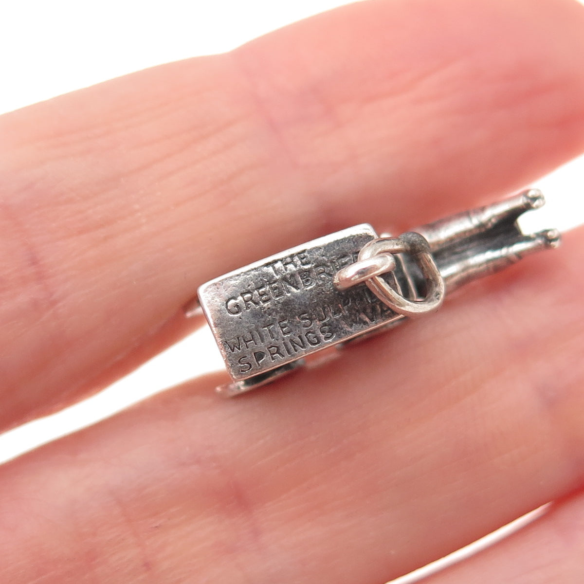 925 Sterling Silver Vintage The Greenbrier Carriage Oxidized 3D Charm Pendant
