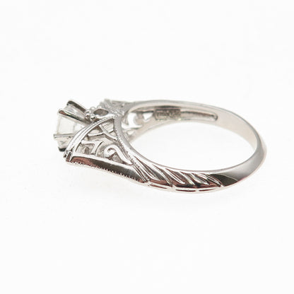 925 Sterling Silver Round-Cut C Z Engagement Ring Size 7.75