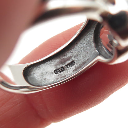 Silpada 925 Sterling Silver Vintage Real Hematite Quartz & C Z Ring Size 8.25