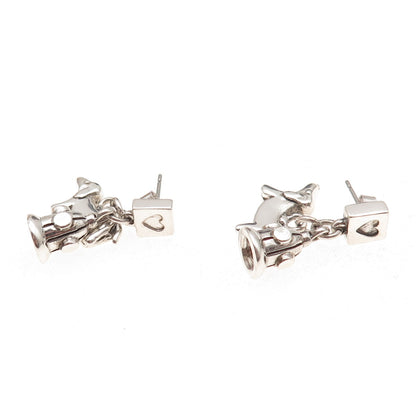 Anne 925 Sterling Silver Vintage Dachshund & Fire Hydrant Dangle Earrings