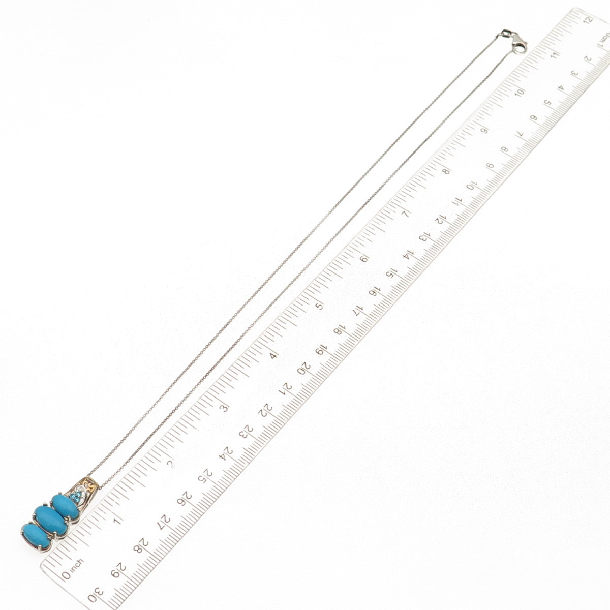 D'Joy Sterling Silver 2-Tone Real Turquoise & Apatite Cable Chain Necklace 20"