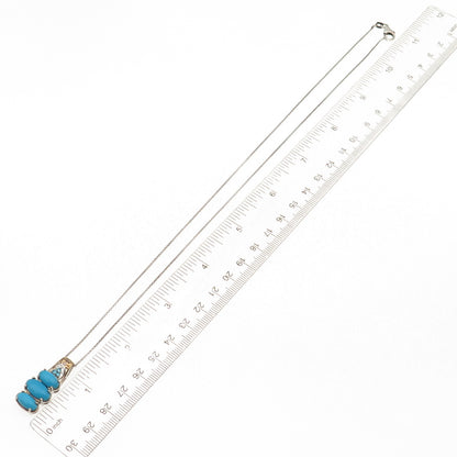 D'Joy Sterling Silver 2-Tone Real Turquoise & Apatite Cable Chain Necklace 20"