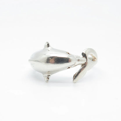 925 Sterling Silver Vintage Friendly Dolphin Ring Size 7.25