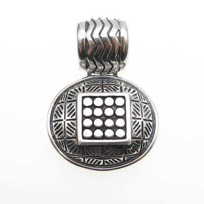 925 Sterling Silver Vintage Modernist Dotted Oxidized Pendant