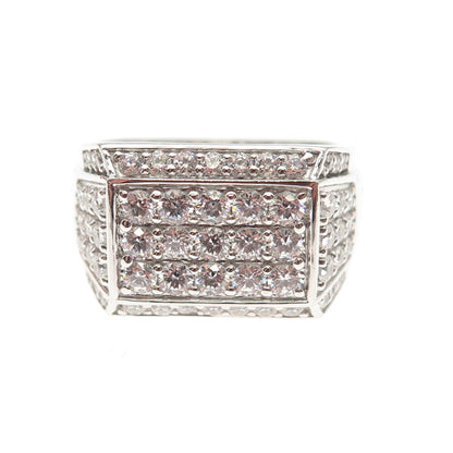 925 Sterling Silver Round-Cut C Z Sparkle Ring Size 10.25