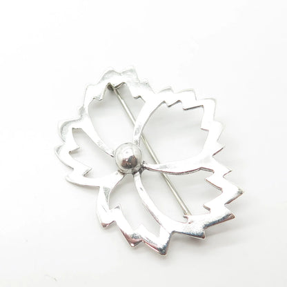 925 Sterling Silver Vintage Leaf Pin Brooch