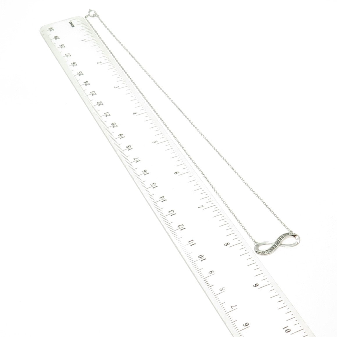 925 Sterling Silver Real Round-Cut Diamond Infinity Cable Chain Necklace 17"