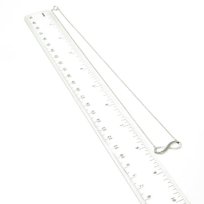 925 Sterling Silver Real Round-Cut Diamond Infinity Cable Chain Necklace 17"