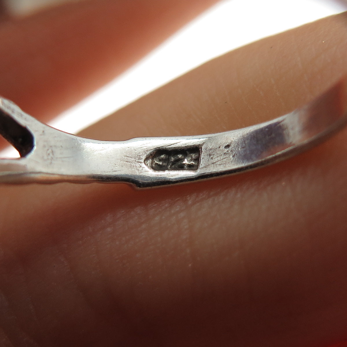 925 Sterling Silver Vintage Real Black Onyx Wishbone Oxidized Ring Size 6.75