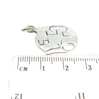 925 Sterling Silver Vintage Engraved Modernist Tag Charm Pendant