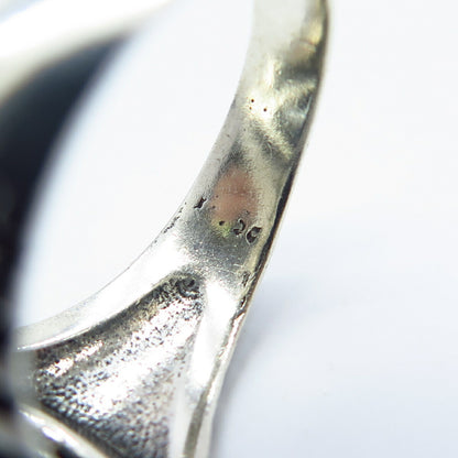 925 Sterling Silver Vintage Real Black Onyx Gemstone Ring Size 12.5